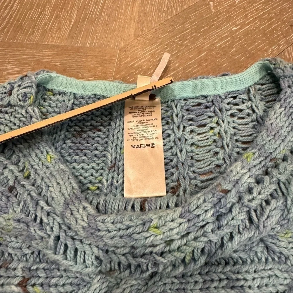 NEW FREE PEOPLE HONEY CABLE PULLOVER SIREN BLUE WOMENS SWEATER‎   SIZE XS  NWOT